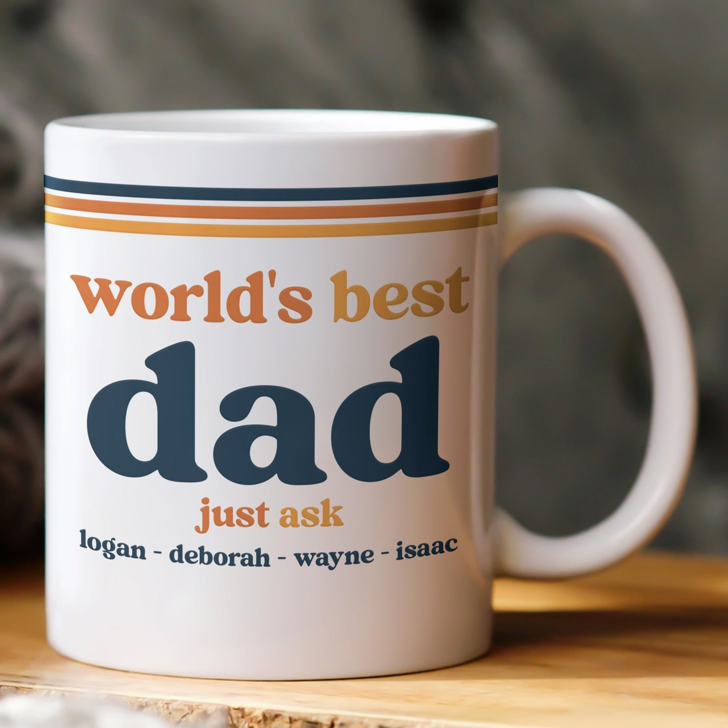 World's Best Dad Grandpa Papa Retro 70s Father's Day Gift With Kids' Names - Personalized Mug