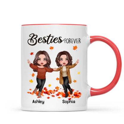 Fall Season Happy Doll Besties Playing With Autumn Leaves Personalized Mug