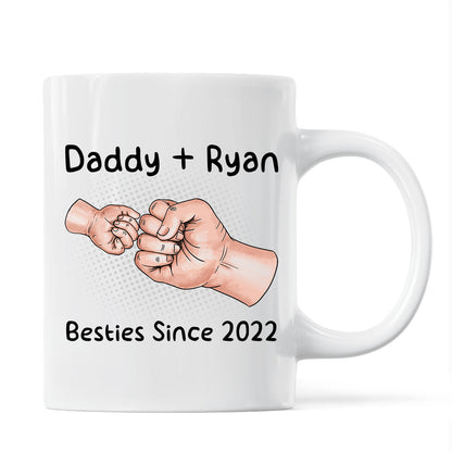 Daddy And Kid Hands Fist Bump Besties Since Personalized Mug