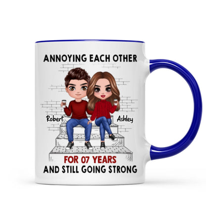 Doll Couple Sitting On Stair Personalized Mug