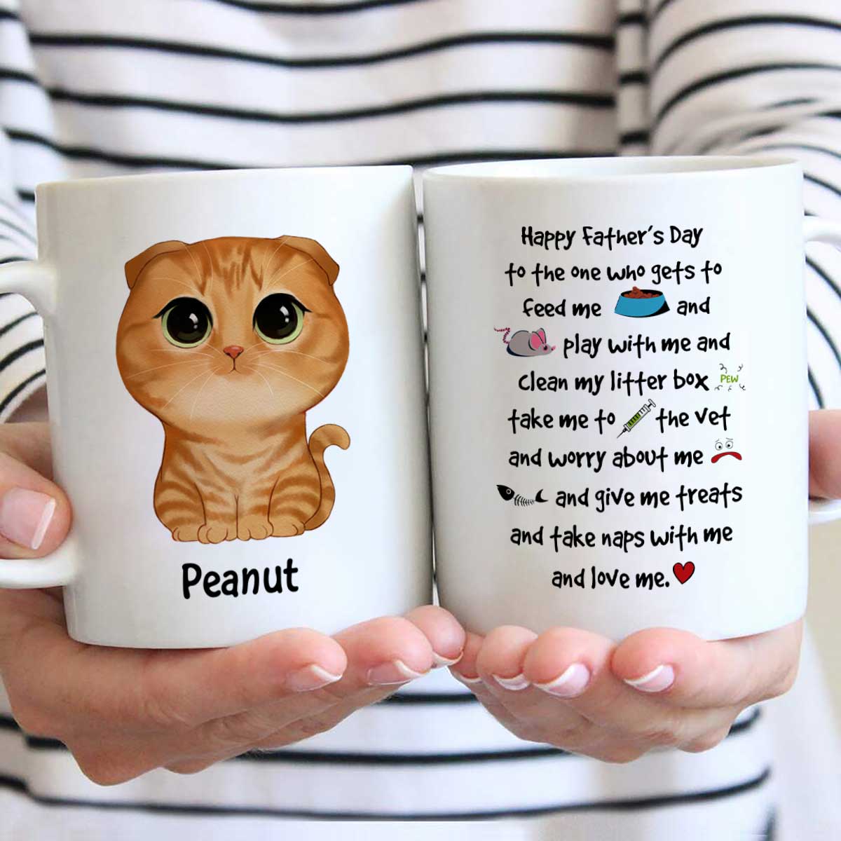 Watercolor Cute Cats Happy Father' Day Cat Things Personalized Mug