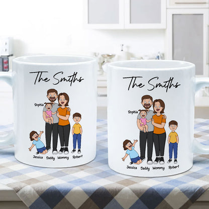 Funny Family Style Dad Mom And Kids Personalized Mug