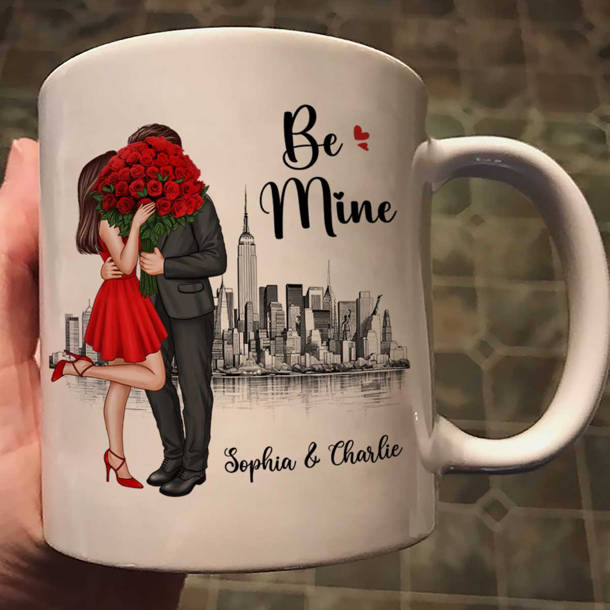 Elegant Couple Skyline Personalized Mug
