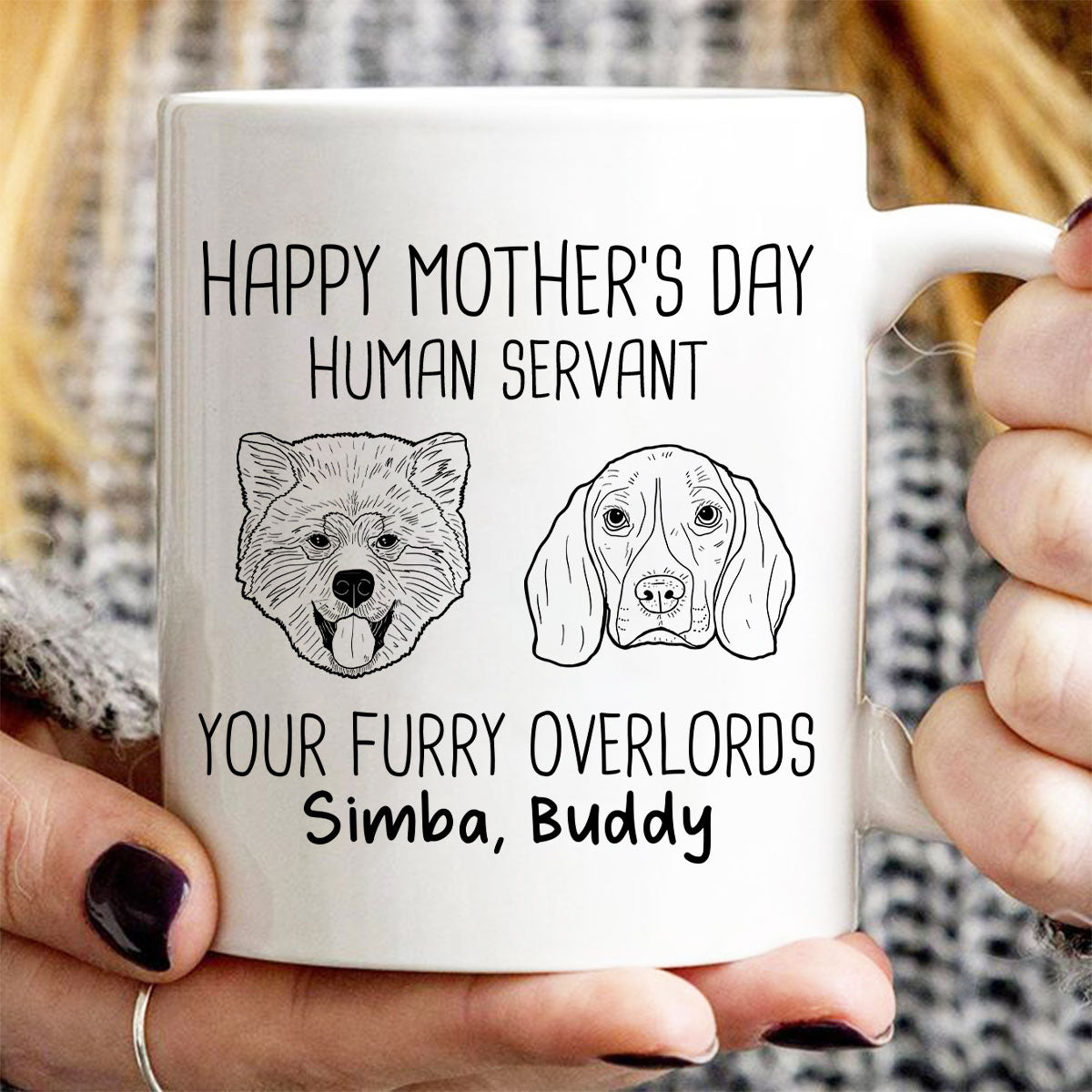 Good Morning Happy Mother's Day Dog Head Outline Personalized Mug