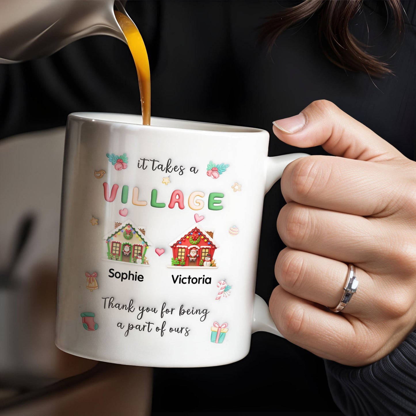 It Takes A Village Thank You For Being Part Of Ours - Personalized Custom Coffee Mug - XMAS041_MG