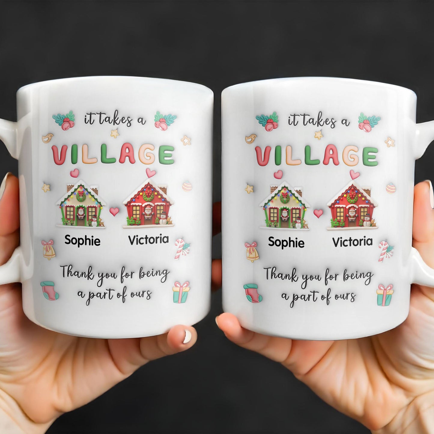 It Takes A Village Thank You For Being Part Of Ours - Personalized Custom Coffee Mug - XMAS041_MG