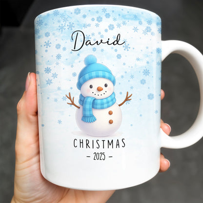 Christmas Snowman And Snowflakes Design - Personalized Custom Coffee Mug - XMAS083_MG