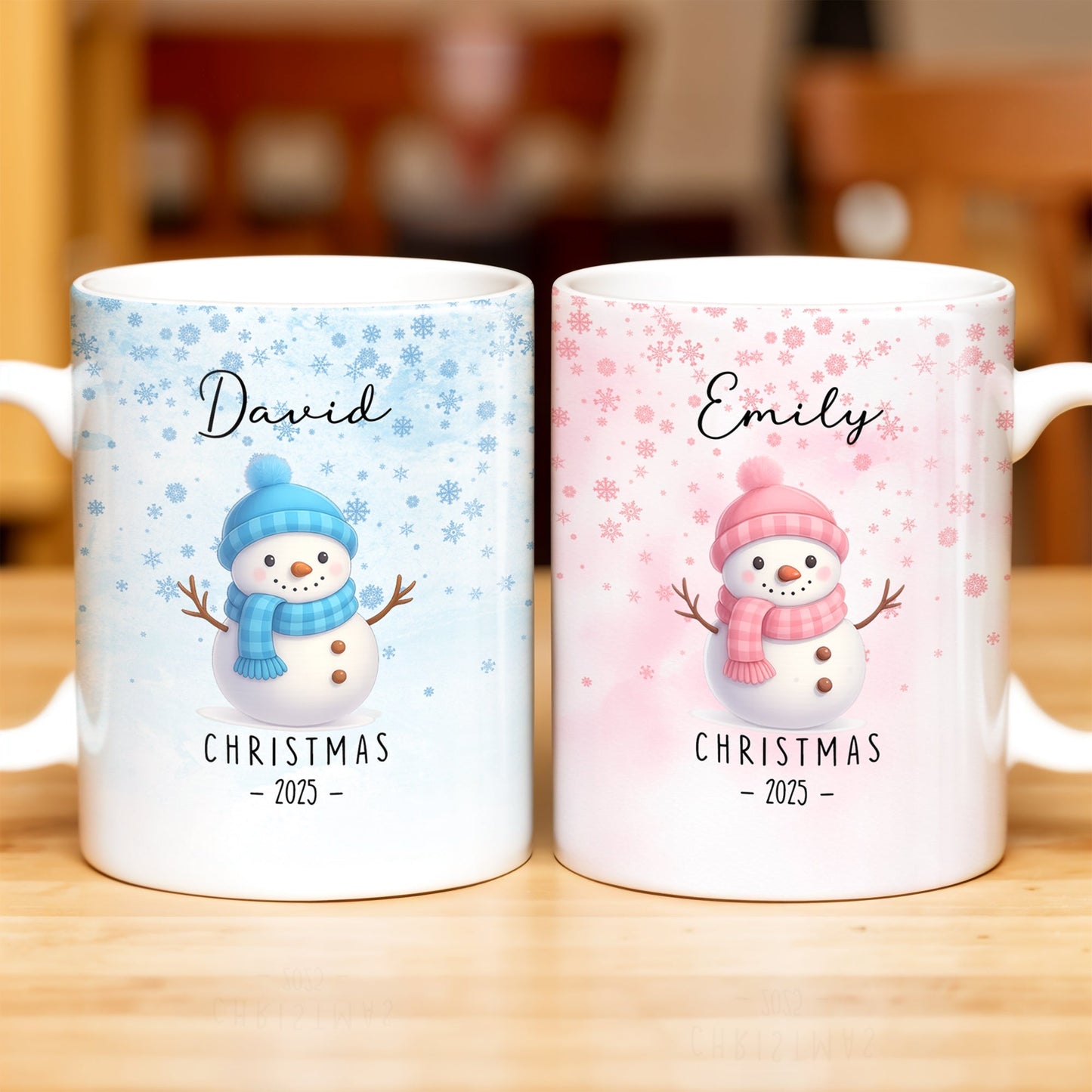 Christmas Snowman And Snowflakes Design - Personalized Custom Coffee Mug - XMAS083_MG