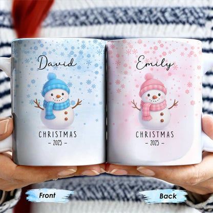 Christmas Snowman And Snowflakes Design - Personalized Custom Coffee Mug - XMAS083_MG