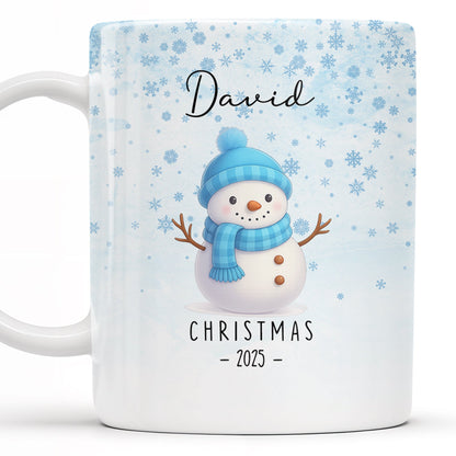Christmas Snowman And Snowflakes Design - Personalized Custom Coffee Mug - XMAS083_MG