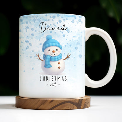 Christmas Snowman And Snowflakes Design - Personalized Custom Coffee Mug - XMAS083_MG