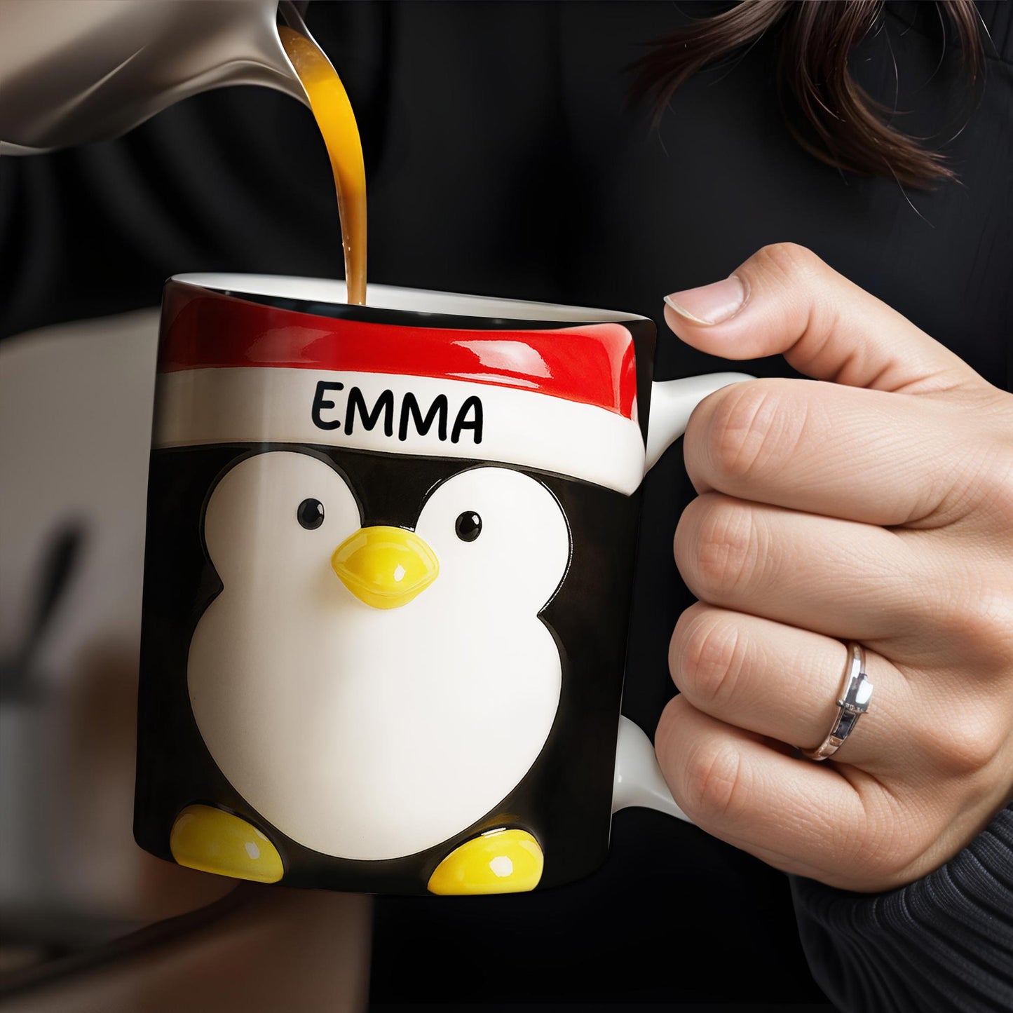 Celebrates Christmas With A Cheerful Santa Design - Personalized Custom Coffee Mug - XMAS092_MG