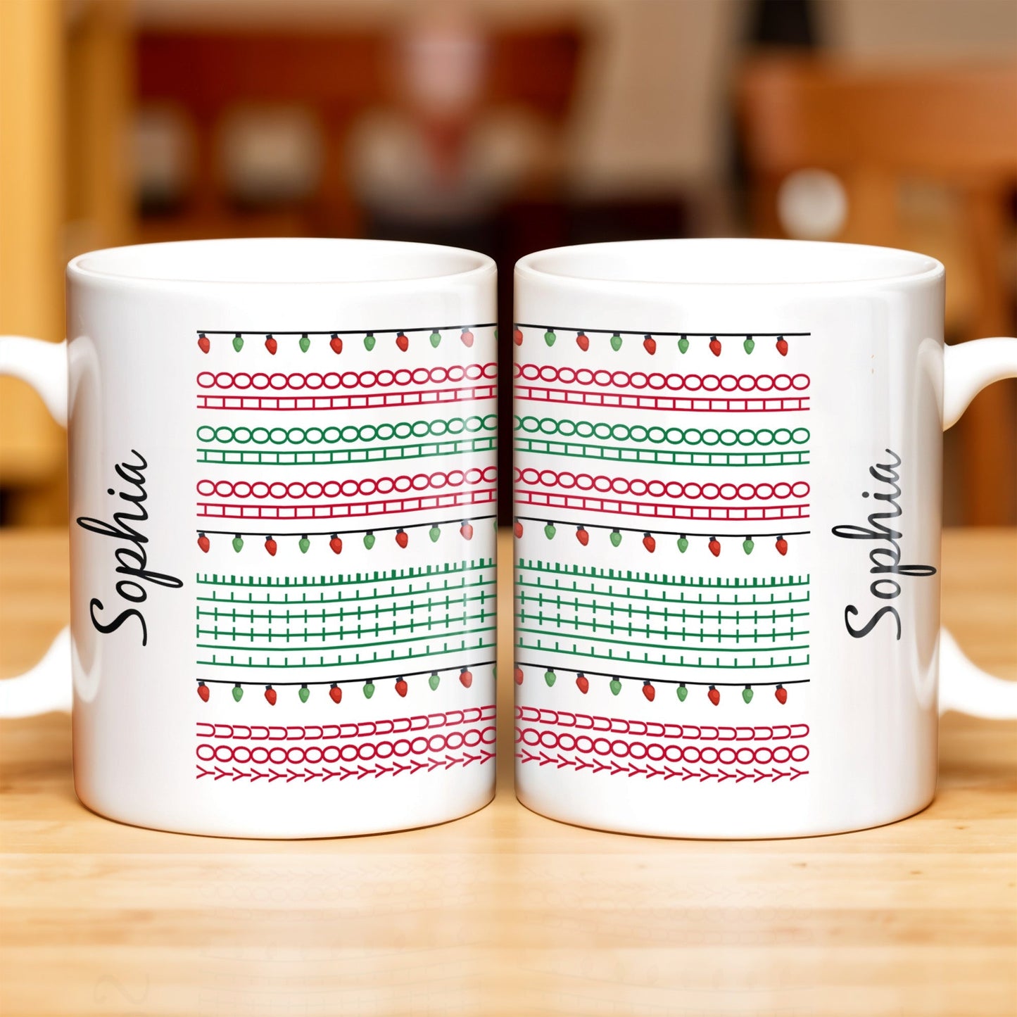 Customizable Name With Festive Light Strings - Personalized Custom Coffee Mug - XMAS155_MG
