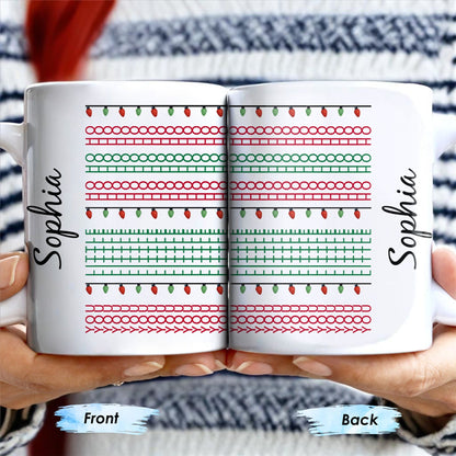 Customizable Name With Festive Light Strings - Personalized Custom Coffee Mug - XMAS155_MG