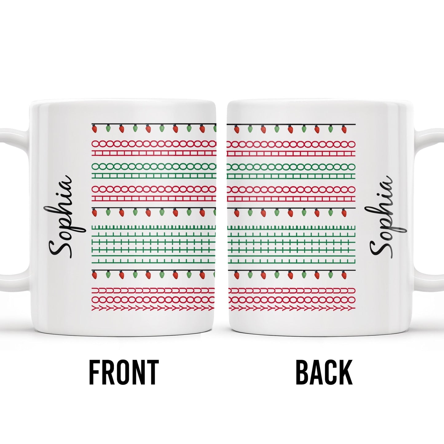 Customizable Name With Festive Light Strings - Personalized Custom Coffee Mug - XMAS155_MG
