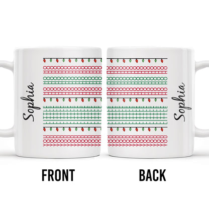 Customizable Name With Festive Light Strings - Personalized Custom Coffee Mug - XMAS155_MG