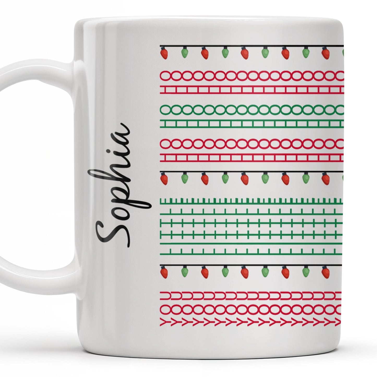 Customizable Name With Festive Light Strings - Personalized Custom Coffee Mug - XMAS155_MG