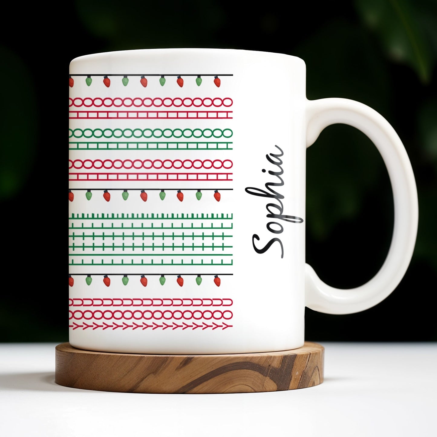 Customizable Name With Festive Light Strings - Personalized Custom Coffee Mug - XMAS155_MG