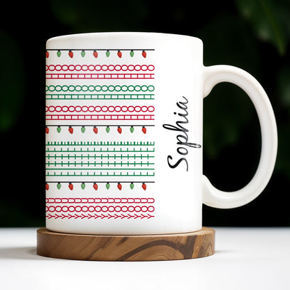Customizable Name With Festive Light Strings - Personalized Custom Coffee Mug - XMAS155_MG