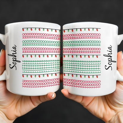 Customizable Name With Festive Light Strings - Personalized Custom Coffee Mug - XMAS155_MG