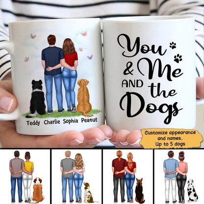 You Me & The Dogs Couple Back View Standing Personalized Mug