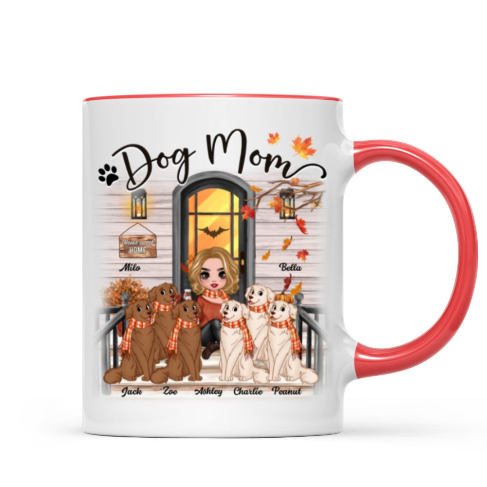 Doll Dog Mom Fall Season Front Porch Personalized Mug