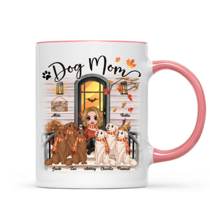 Doll Dog Mom Fall Season Front Porch Personalized Mug