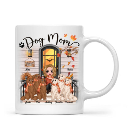 Doll Dog Mom Fall Season Front Porch Personalized Mug