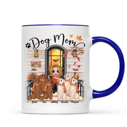 Doll Dog Mom Fall Season Front Porch Personalized Mug