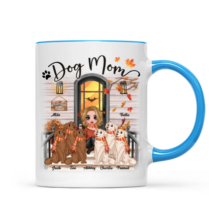 Doll Dog Mom Fall Season Front Porch Personalized Mug