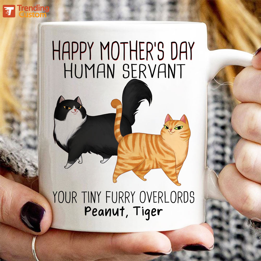 Cartoon Walking Cat Happy Mother's Day Human Servant Personalized Mug