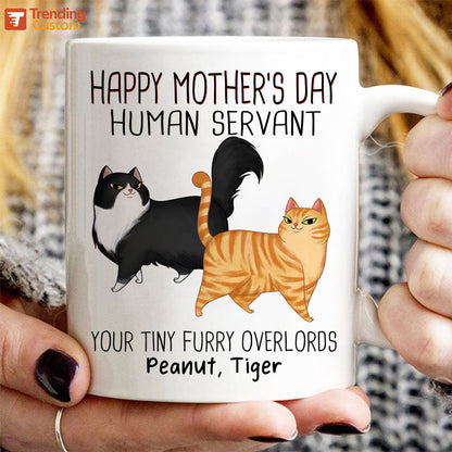 Cartoon Walking Cat Happy Mother's Day Human Servant Personalized Mug