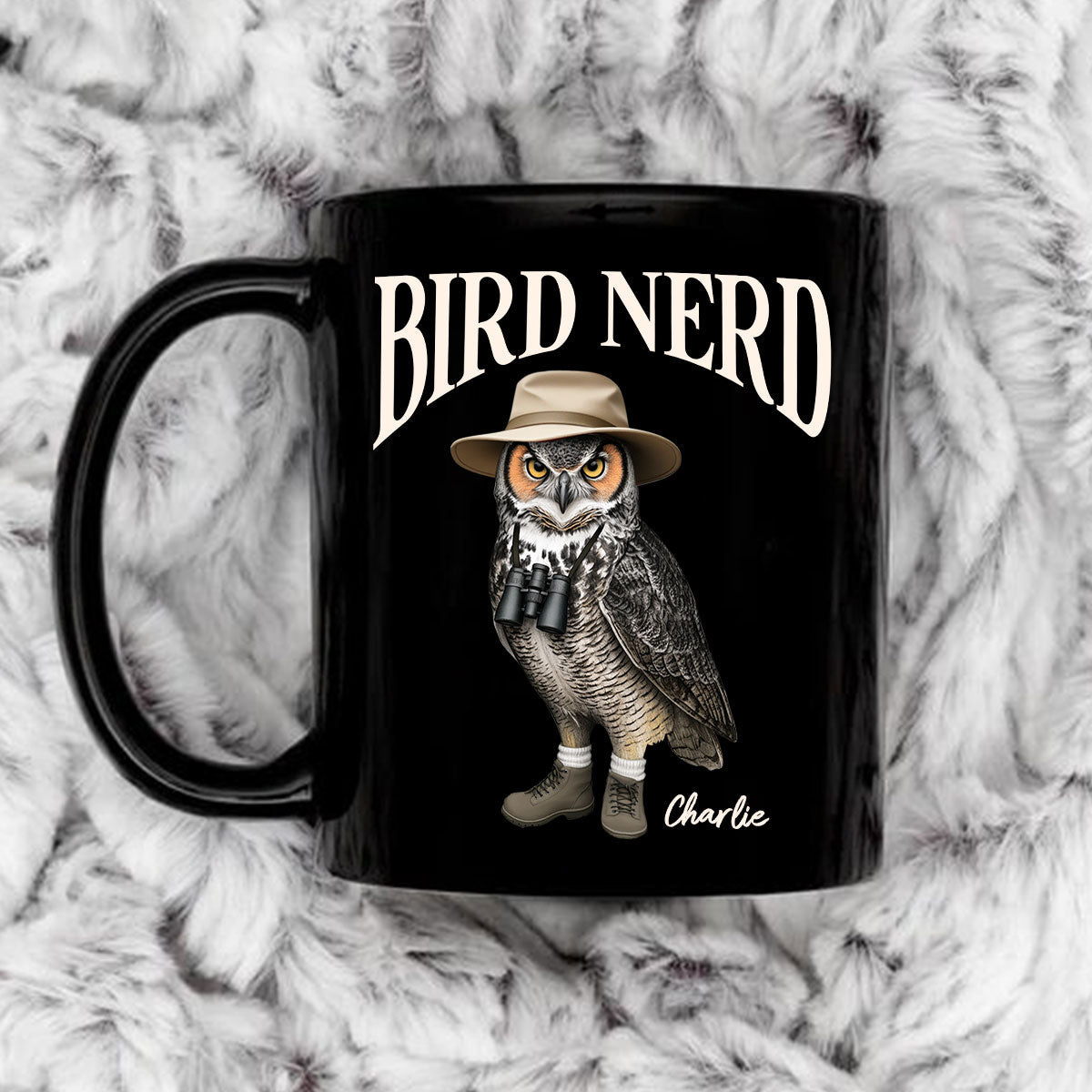 Bird Nerd Funny Bird Watcher, Bird Twitcher Gift for Bird Lover Personalized Black Mug