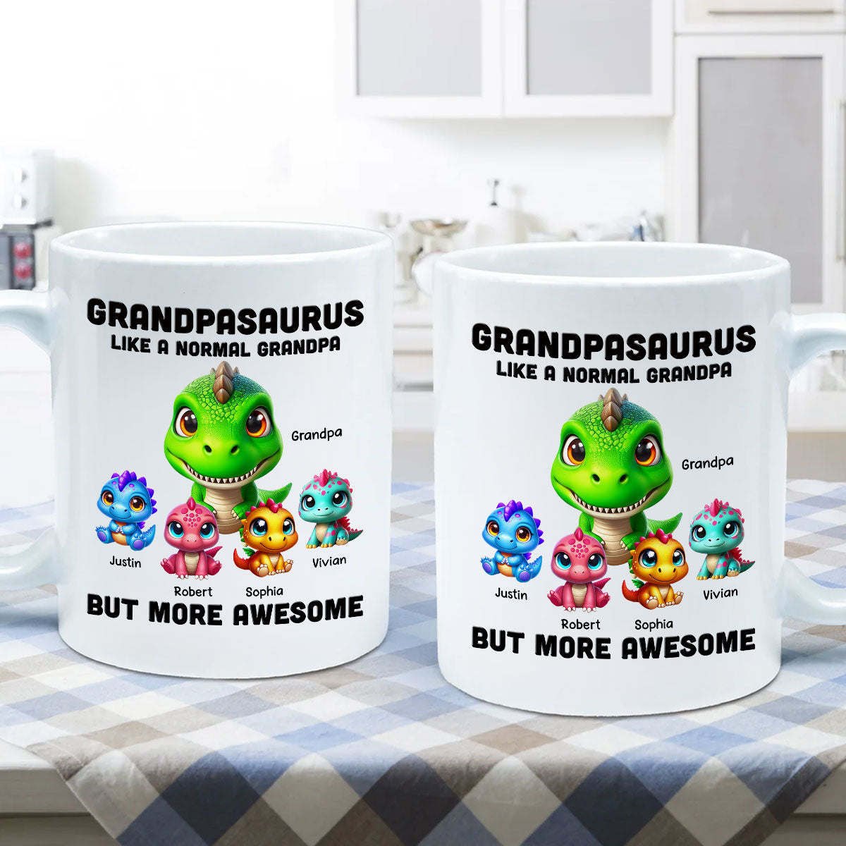 Daddysaurus Grandpasaurus 3D Dinosaurs Personalized Mug
