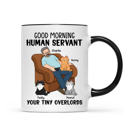 Happy Father's Day Human Servant Cat Dad Asleep Funny Cats Personalized Mug