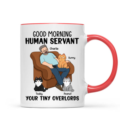 Happy Father's Day Human Servant Cat Dad Asleep Funny Cats Personalized Mug