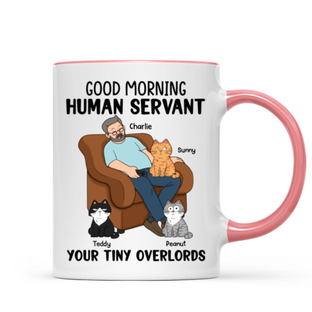 Happy Father's Day Human Servant Cat Dad Asleep Funny Cats Personalized Mug