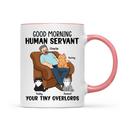Happy Father's Day Human Servant Cat Dad Asleep Funny Cats Personalized Mug