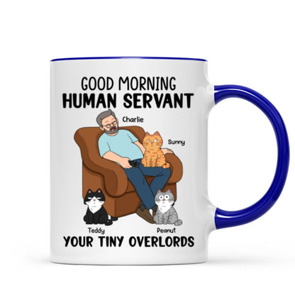 Happy Father's Day Human Servant Cat Dad Asleep Funny Cats Personalized Mug