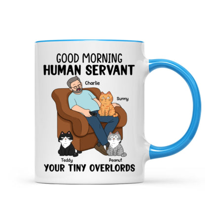 Happy Father's Day Human Servant Cat Dad Asleep Funny Cats Personalized Mug
