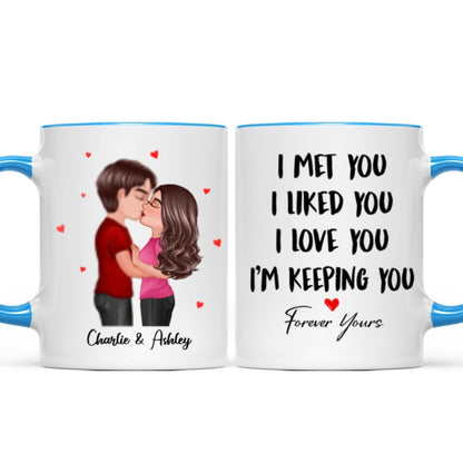 Doll Couple Kissing I Met You I Liked You I Love You Gift For Him For Her Personalized Mug