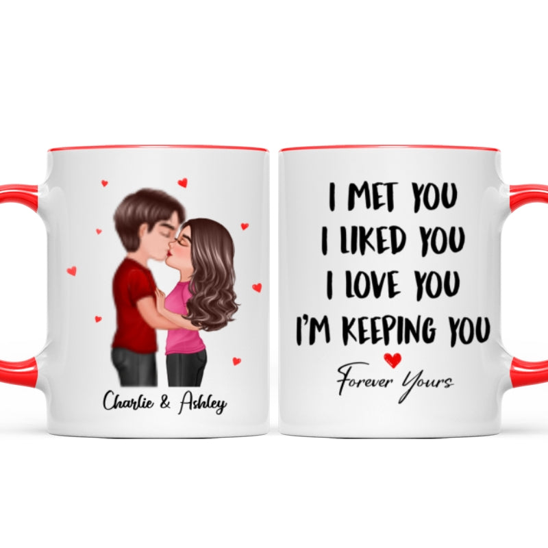 Doll Couple Kissing I Met You I Liked You I Love You Gift For Him For Her Personalized Mug
