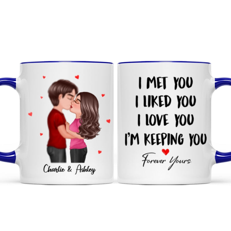 Doll Couple Kissing I Met You I Liked You I Love You Gift For Him For Her Personalized Mug