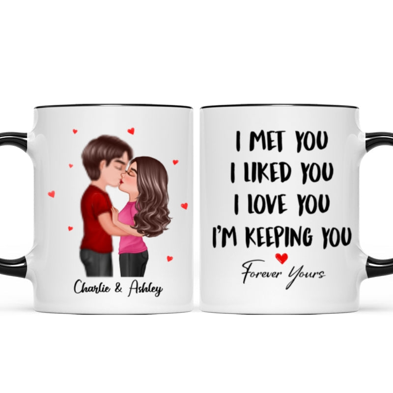 Doll Couple Kissing I Met You I Liked You I Love You Gift For Him For Her Personalized Mug