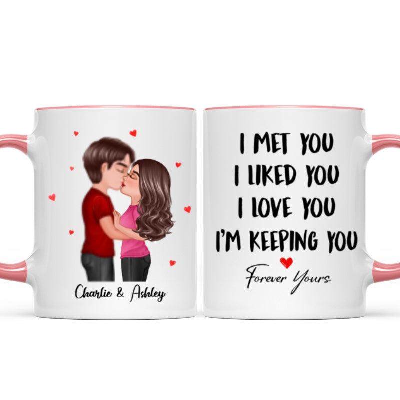 Doll Couple Kissing I Met You I Liked You I Love You Gift For Him For Her Personalized Mug