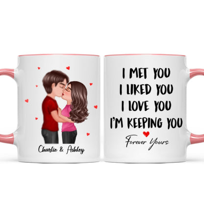 Doll Couple Kissing I Met You I Liked You I Love You Gift For Him For Her Personalized Mug