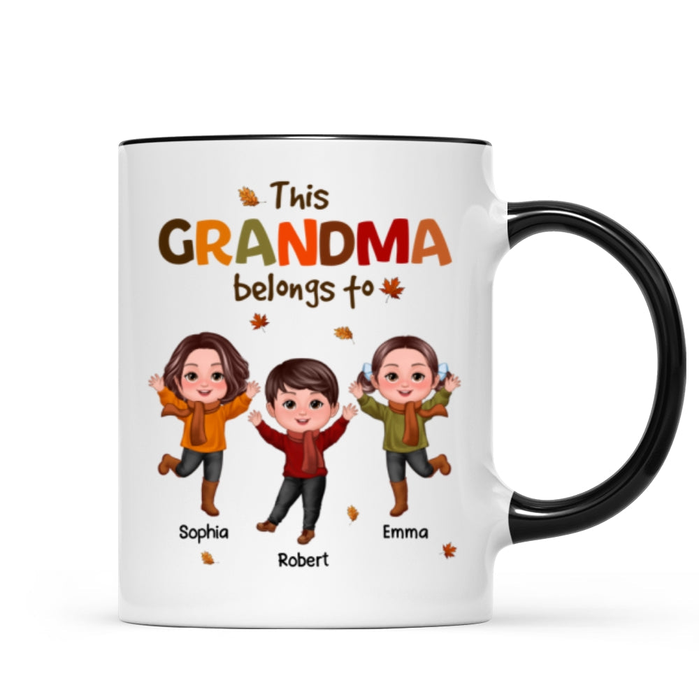 This Grandma Mom Belongs To Fall Season Personalized Mug
