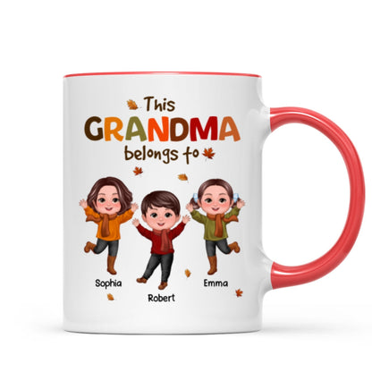 This Grandma Mom Belongs To Fall Season Personalized Mug