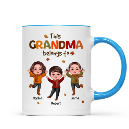 This Grandma Mom Belongs To Fall Season Personalized Mug