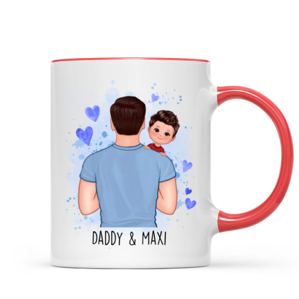 Daddy Grandpa Carrying Kids Watercolor Personalized Mug
